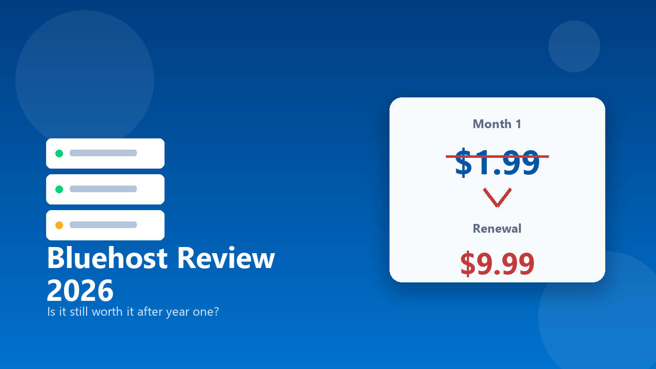Bluehost pricing showing $1.99 intro rate crossed out and jumping to $9.99 at renewal